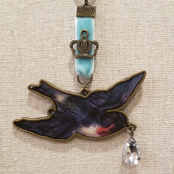 Brown Leather Rope Necklace with Dove Pendant - Picture 3 of 7